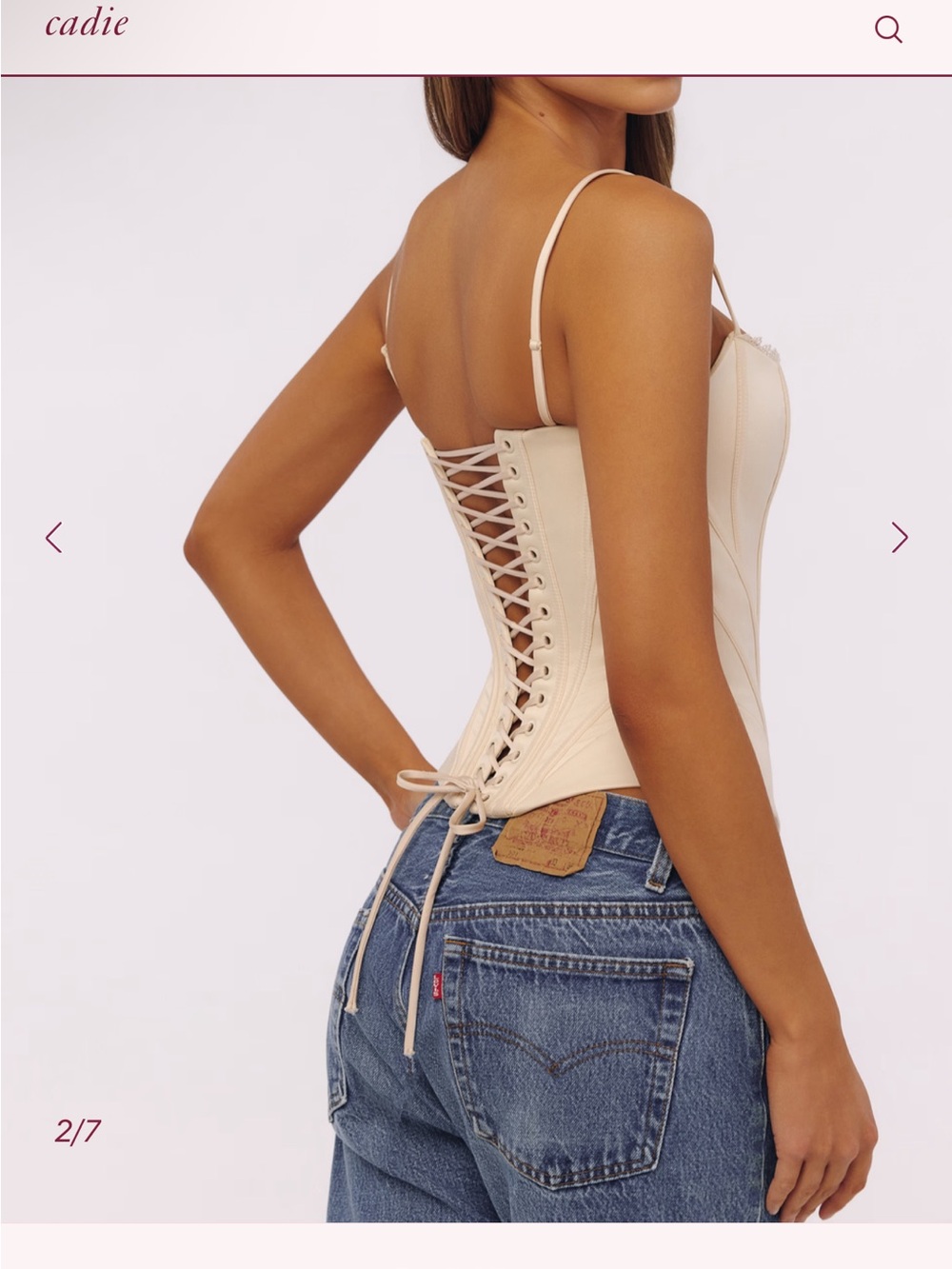 House of CB Cadie Vintage Ivory Satin Corset Top - Picture 2 of 4